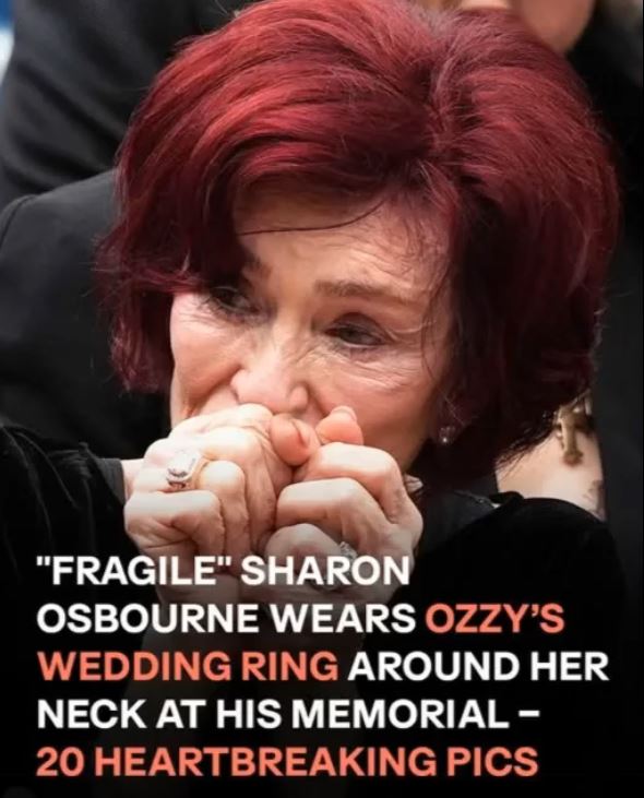 Sharon Osbourne Breaks Down at Ozzy’s Memorial, Wearing His Wedding Band Around Her Neck