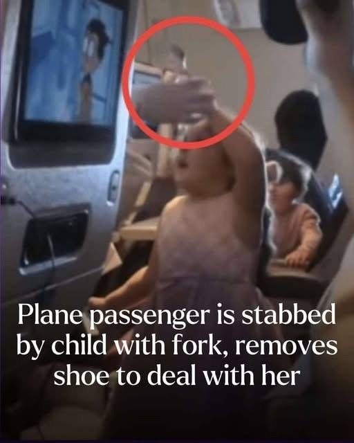 “Fork Attack at 30,000 Feet—Little Girl Stabs Passenger, Mom Shrugs, and TikTok Explodes”