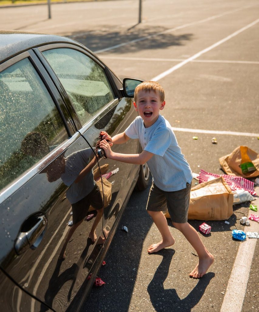 A Barefoot Child Was Crying and Pounding on a Car Door — When I Looked Inside, My Heart Nearly Stopped